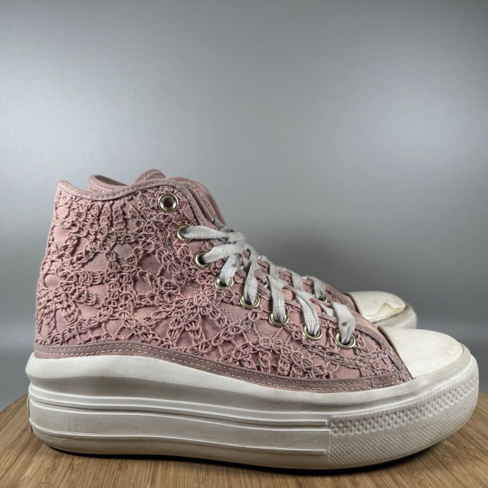 Converse Women's 7.5 Chuck‎ Taylor All Star Move Hi 3D Flowers Pink